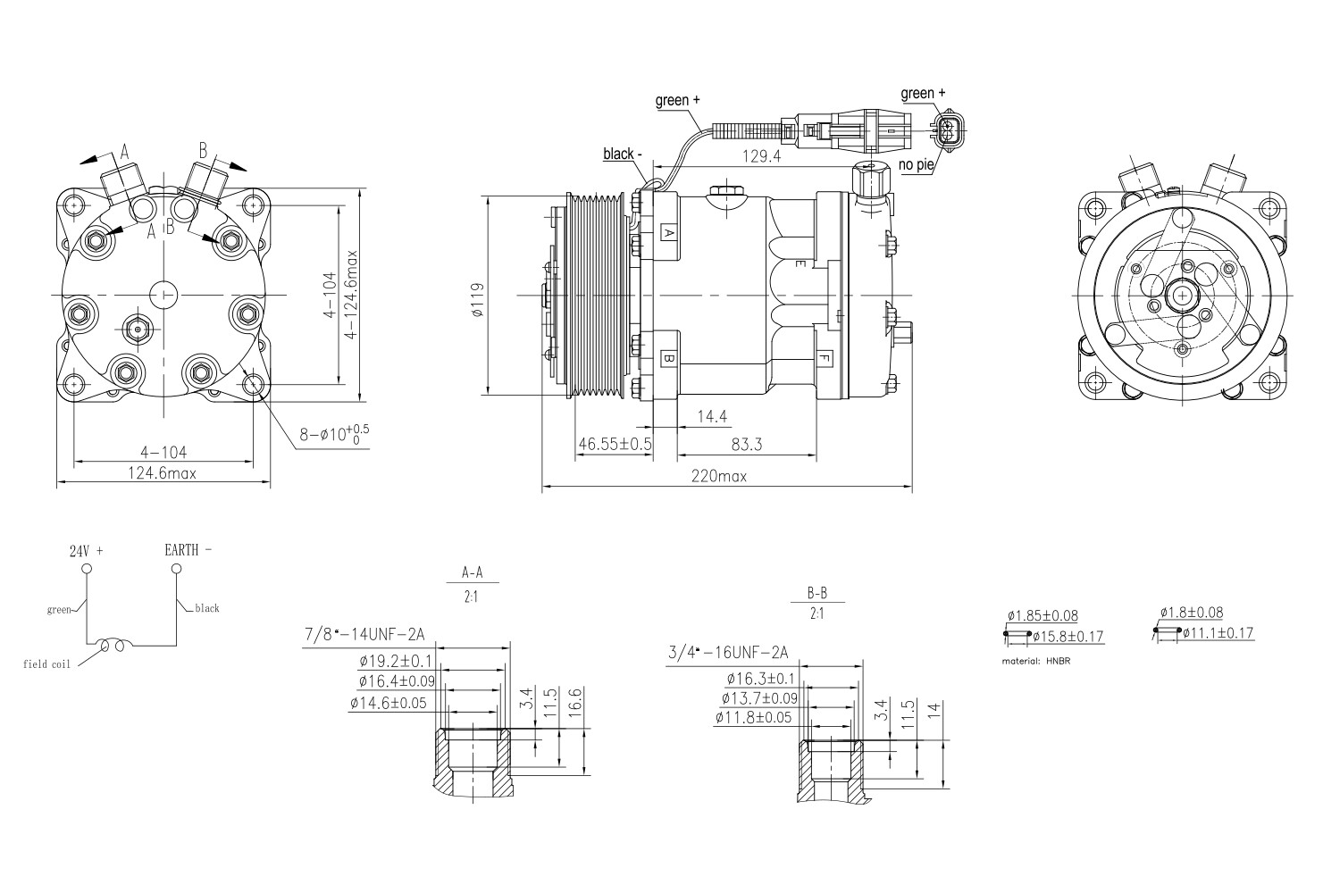 Ilustracja 8FK 366 200-001 HELLA sprężarka, klimatyzacja