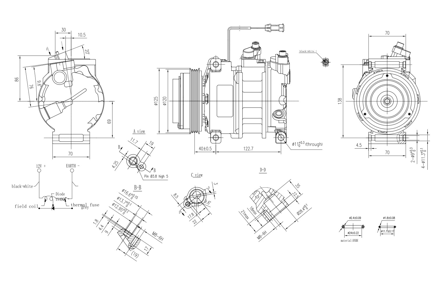 Ilustracja 8FK 366 200-141 HELLA sprężarka, klimatyzacja