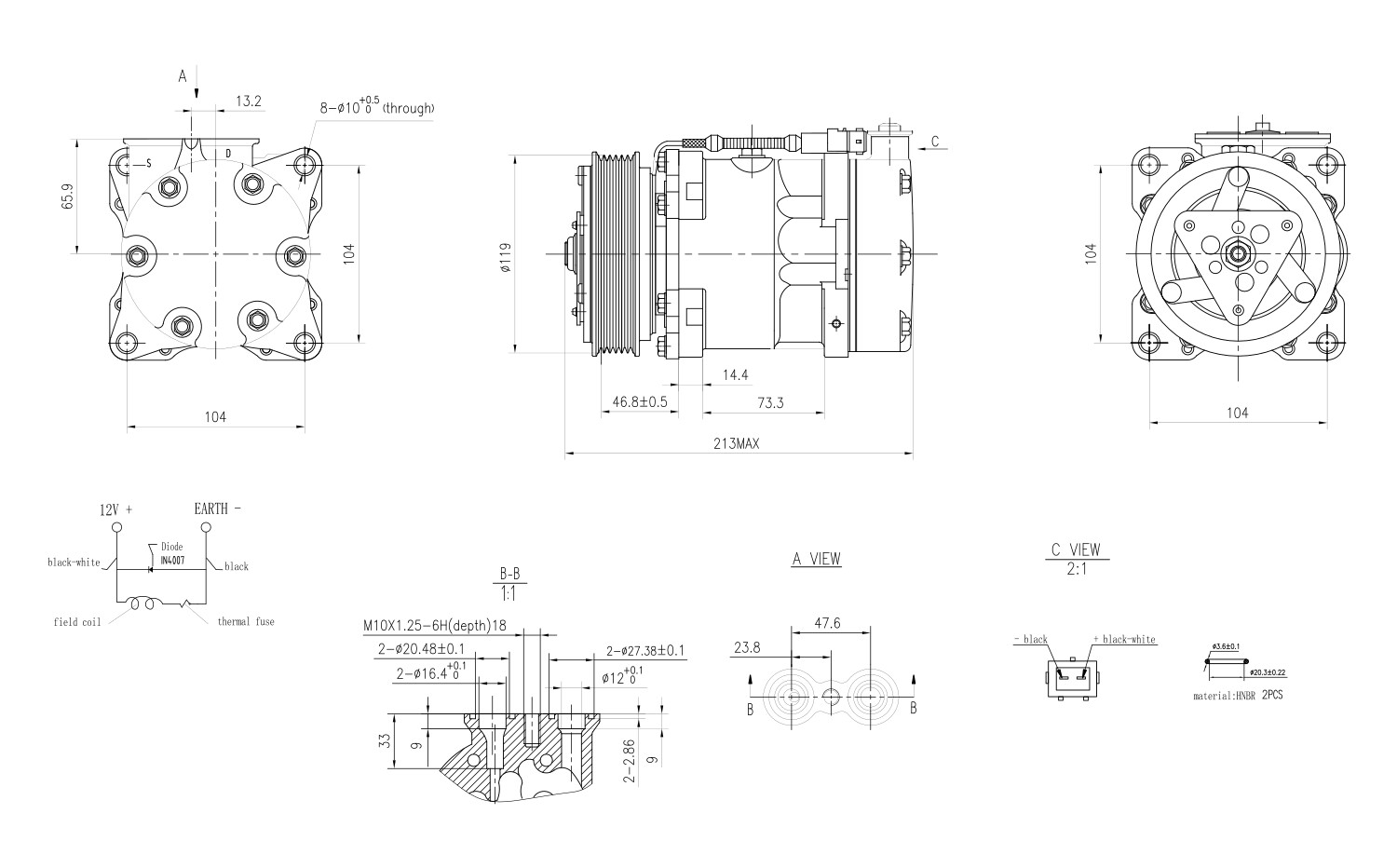 Ilustracja 8FK 366 200-191 HELLA sprężarka, klimatyzacja