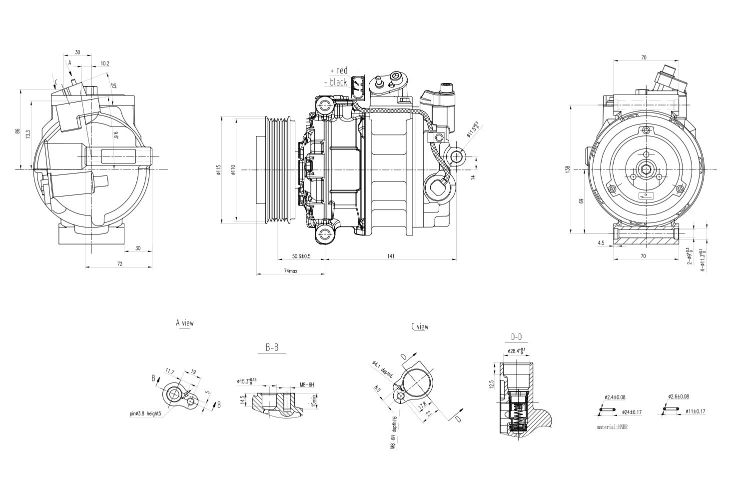 Ilustracja 8FK 366 200-201 HELLA sprężarka, klimatyzacja