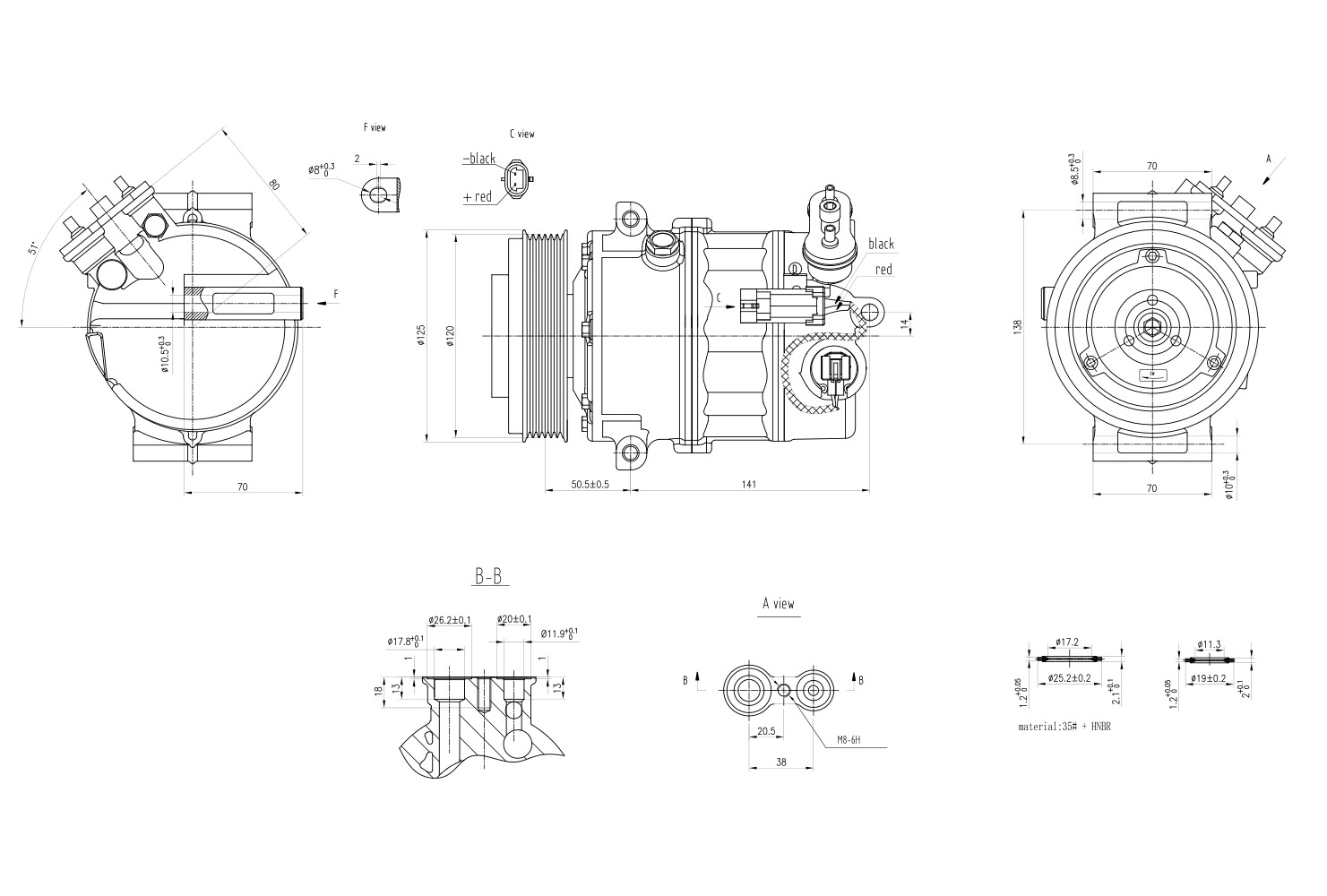 Ilustracja 8FK 366 200-361 HELLA sprężarka, klimatyzacja