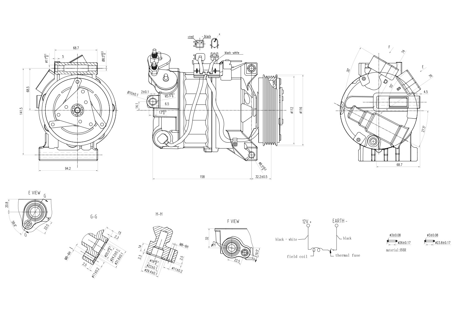 Ilustracja 8FK 366 200-301 HELLA sprężarka, klimatyzacja