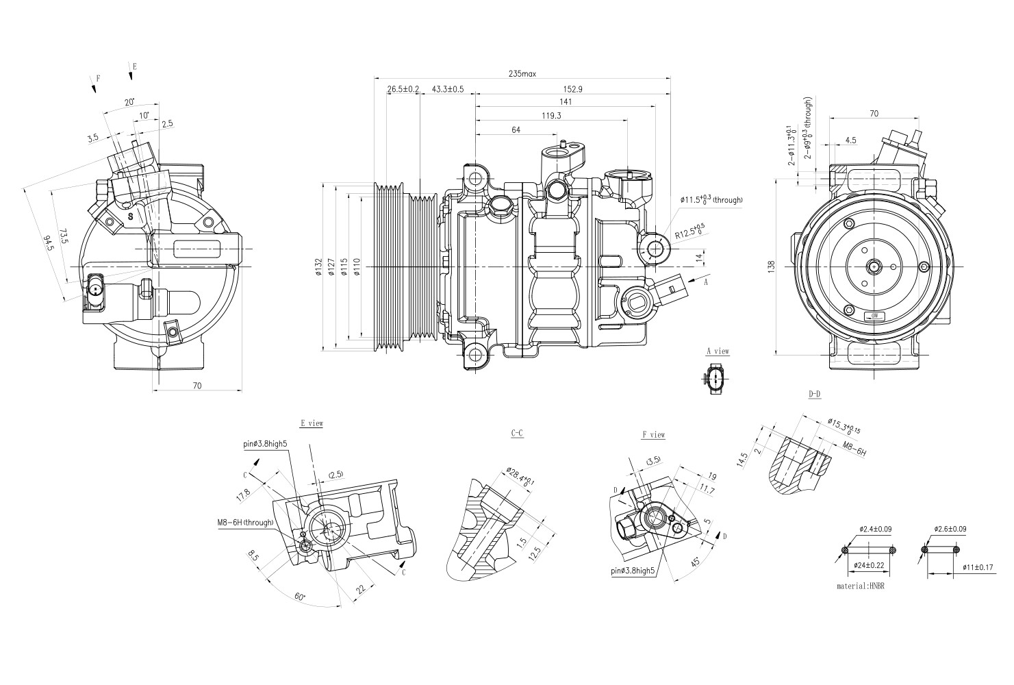 Ilustracja 8FK 366 200-311 HELLA sprężarka, klimatyzacja
