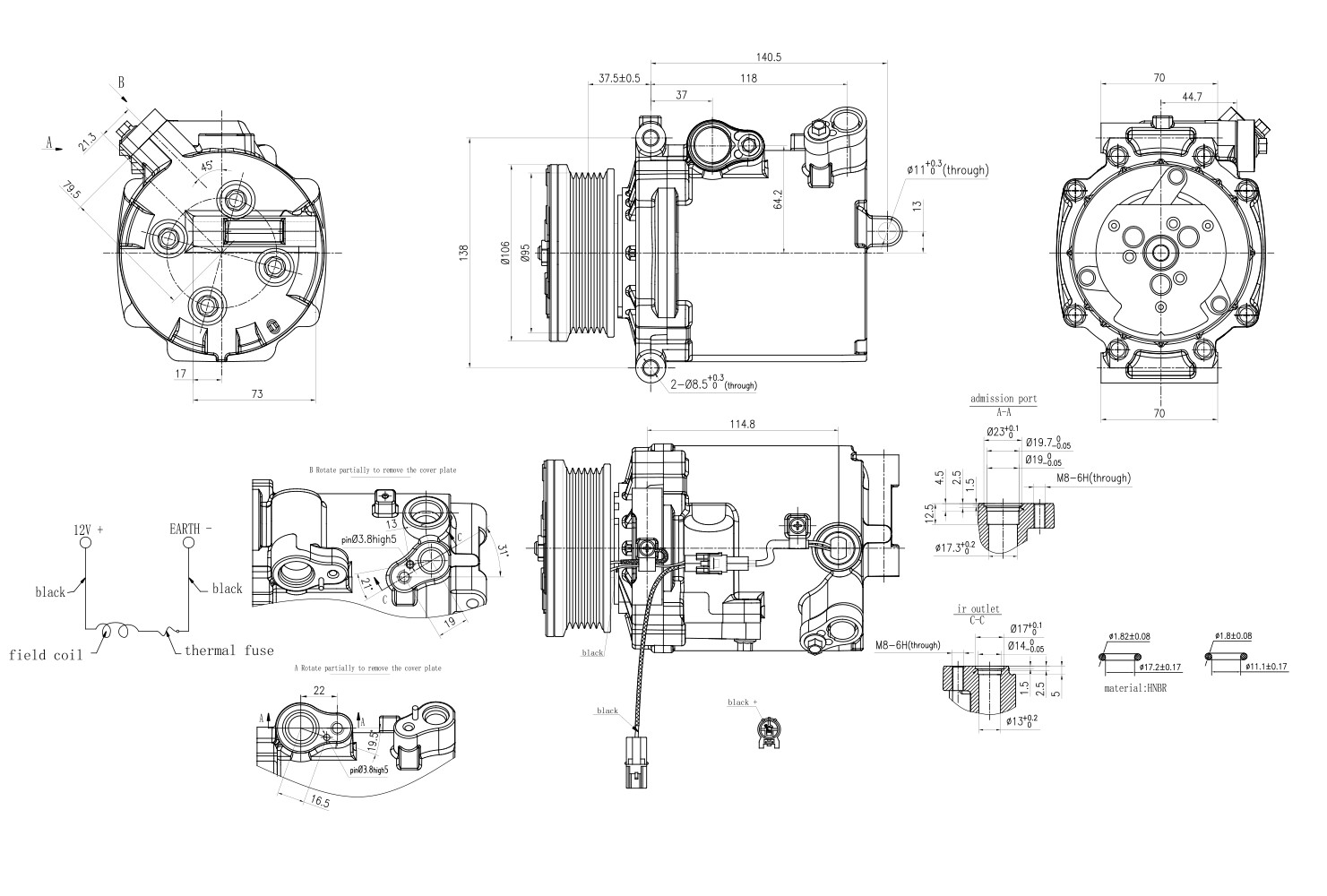 Ilustracja 8FK 366 200-451 HELLA sprężarka, klimatyzacja
