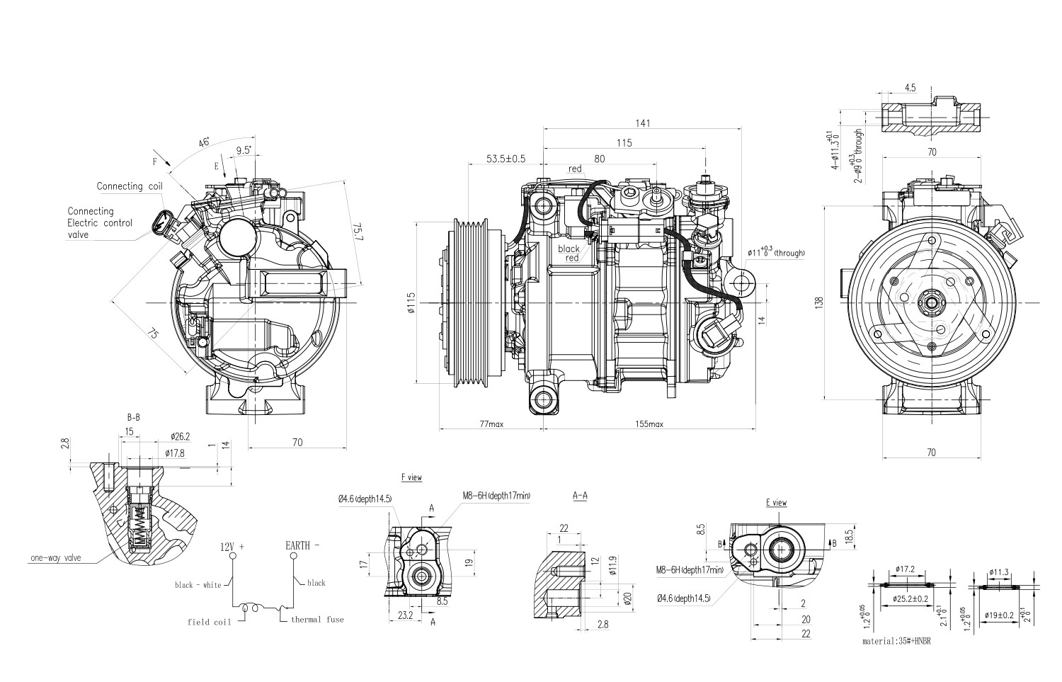 Ilustracja 8FK 366 200-461 HELLA sprężarka, klimatyzacja