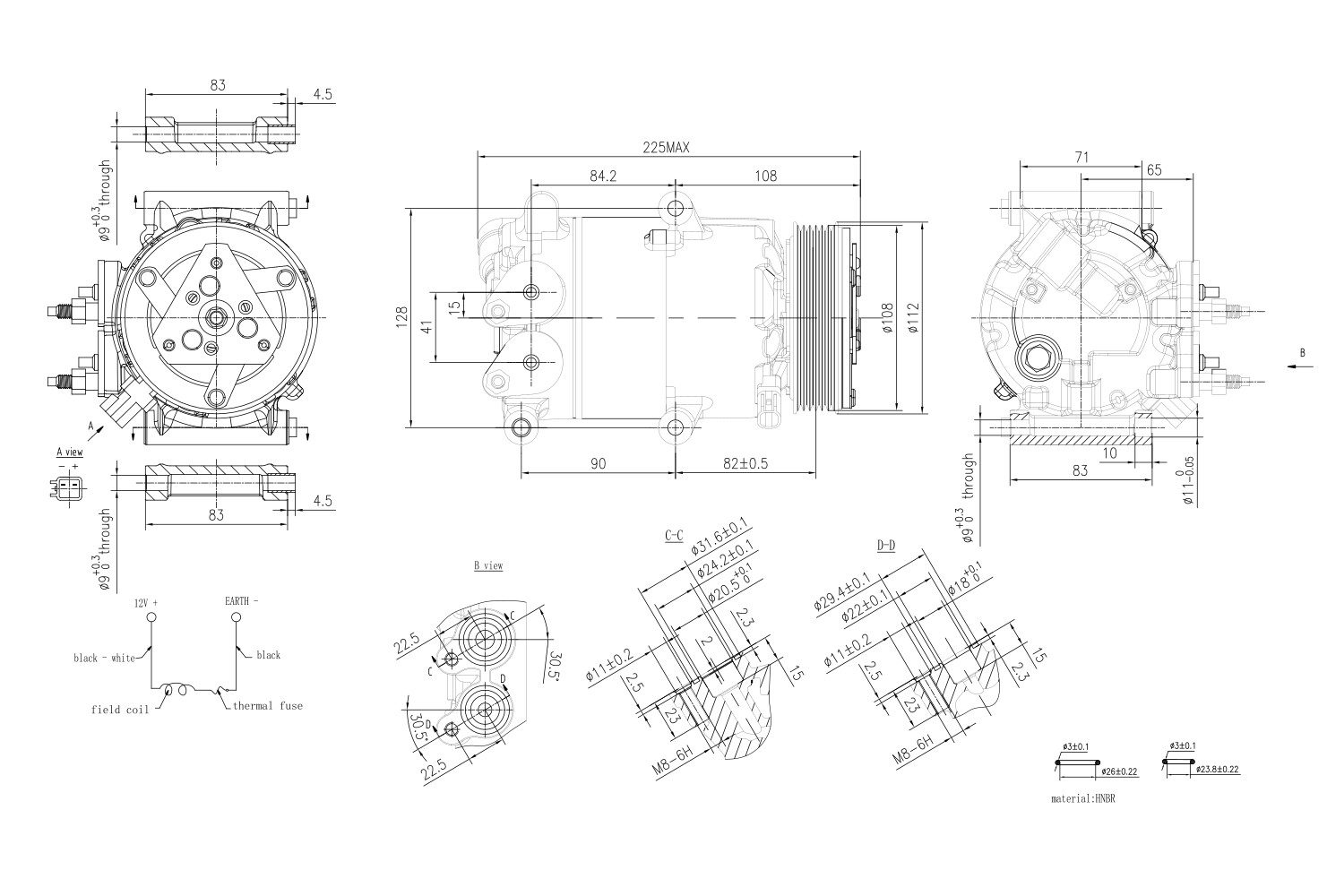 Ilustracja 8FK 366 200-571 HELLA sprężarka, klimatyzacja