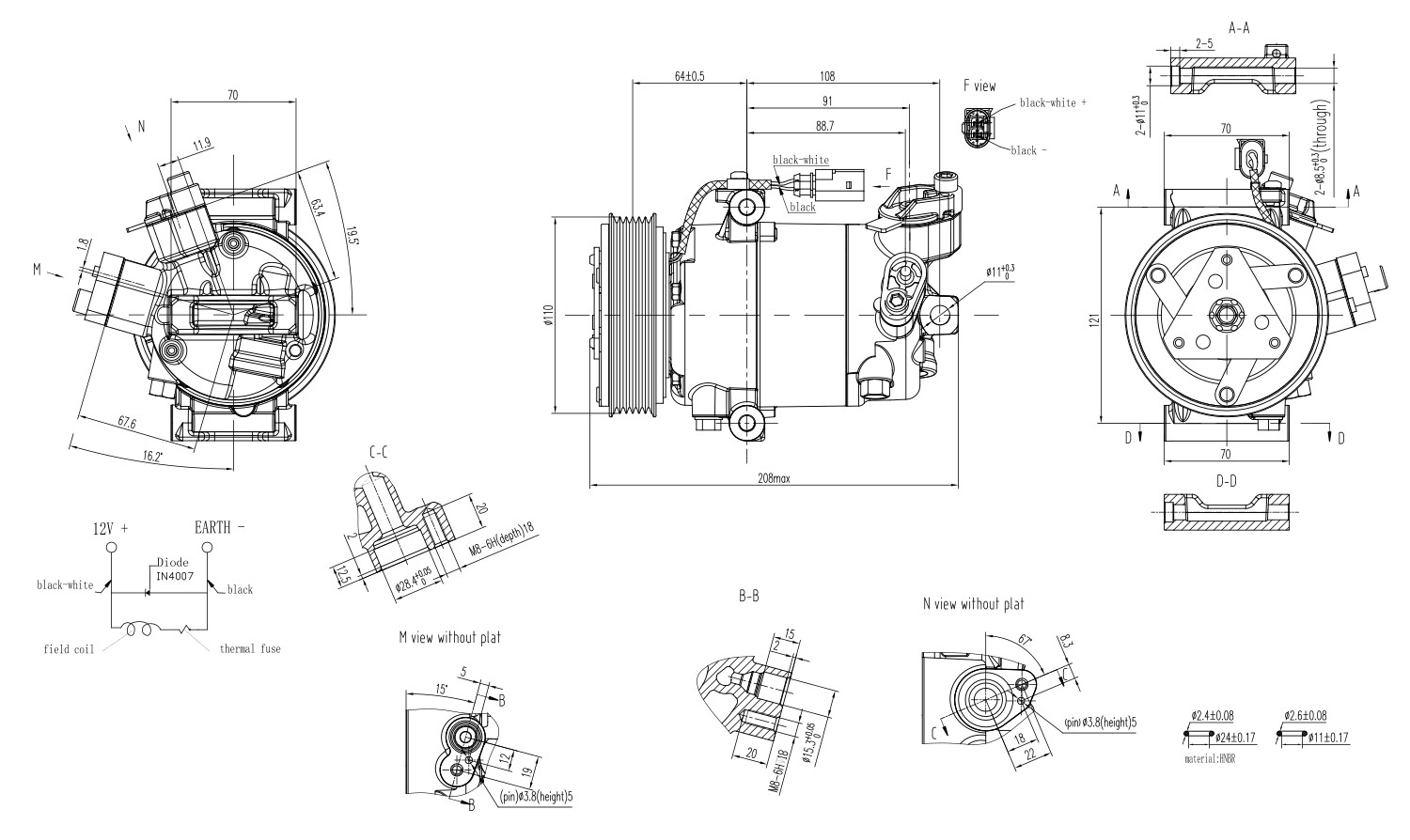 Ilustracja 8FK 366 200-501 HELLA sprężarka, klimatyzacja