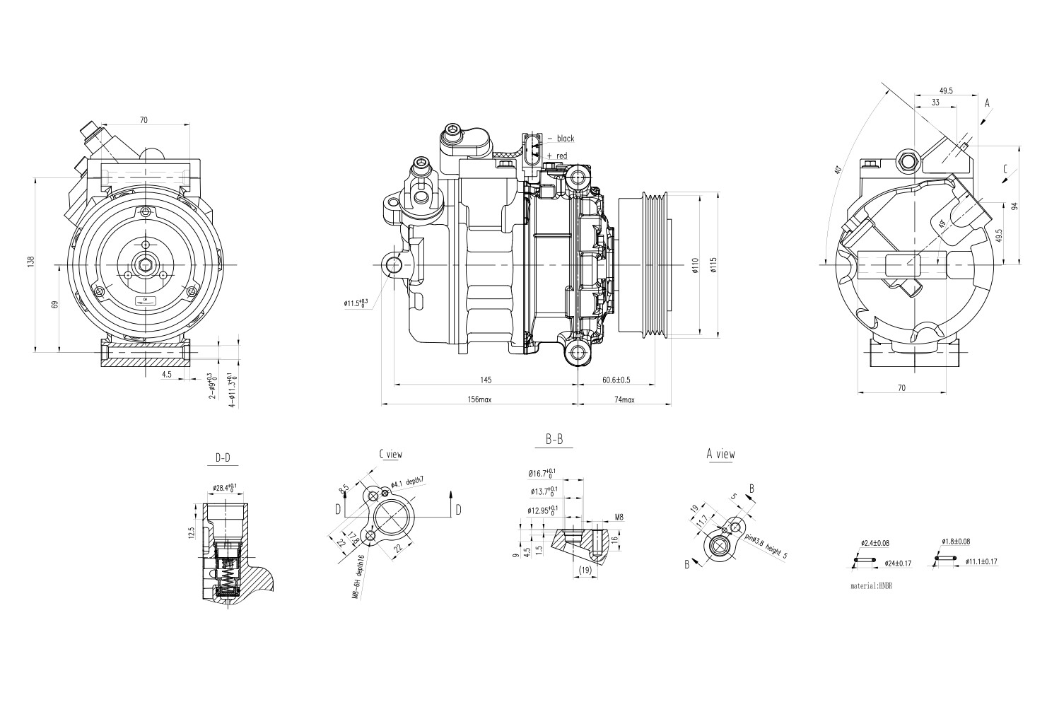 Ilustracja 8FK 366 200-511 HELLA sprężarka, klimatyzacja