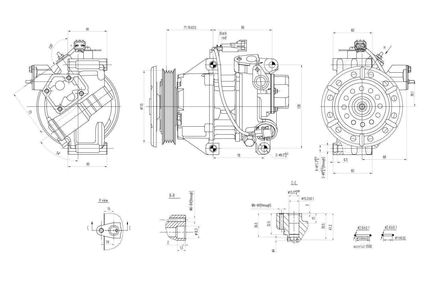 Ilustracja 8FK 366 200-751 HELLA sprężarka, klimatyzacja