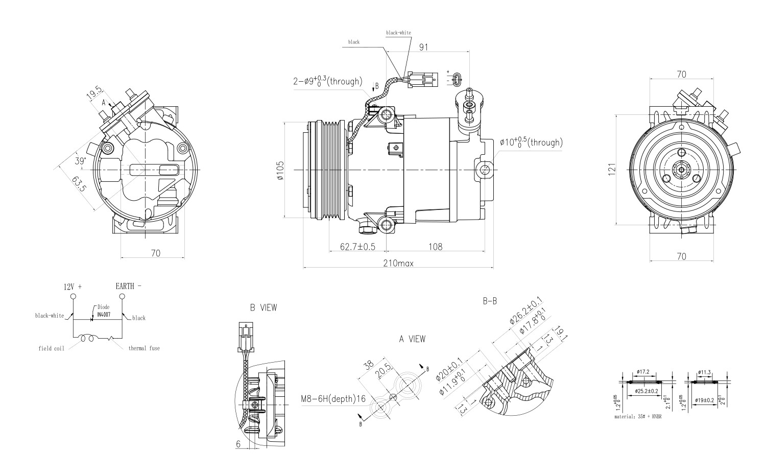 Ilustracja 8FK 366 200-721 HELLA sprężarka, klimatyzacja