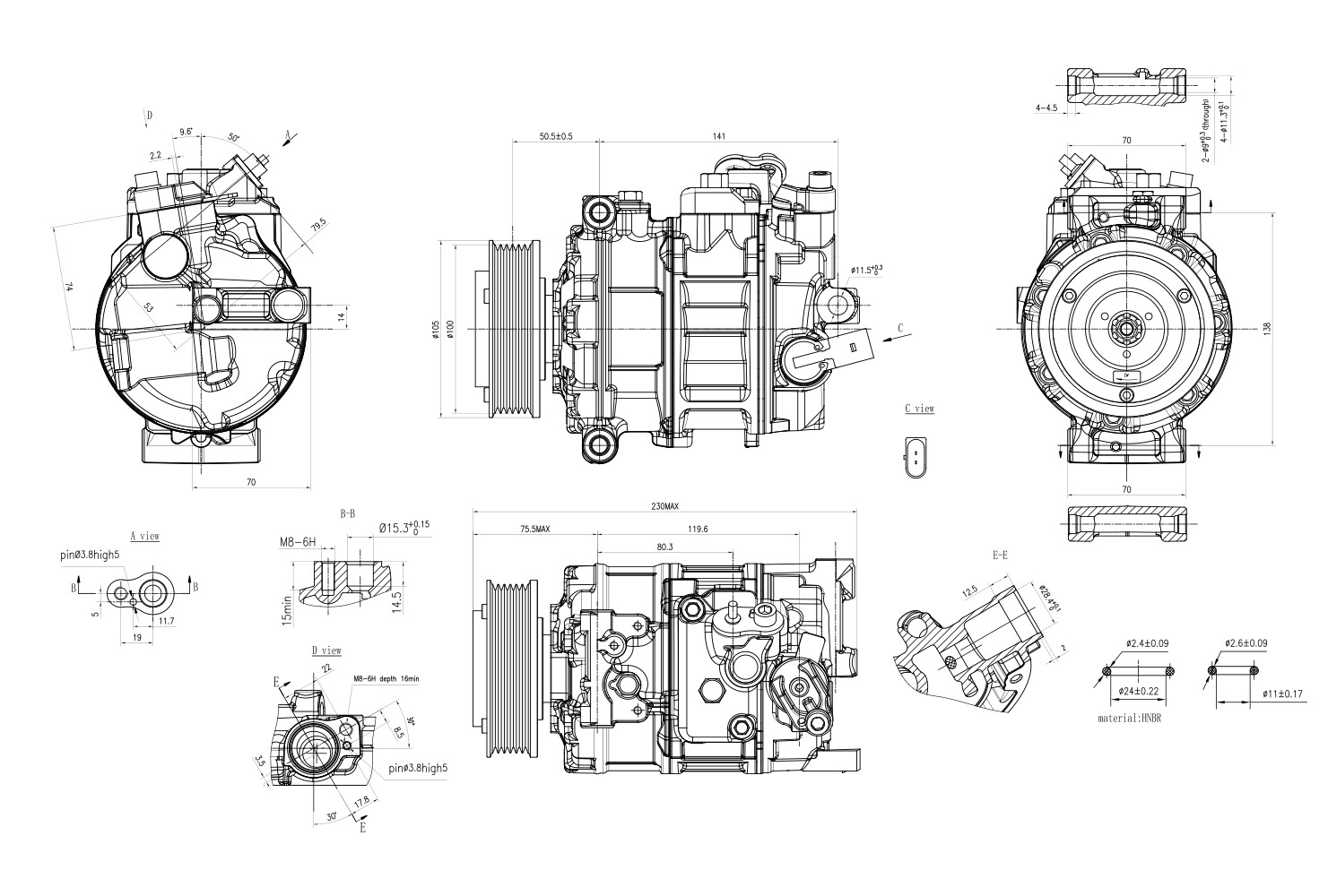 Ilustracja 8FK 366 200-961 HELLA sprężarka, klimatyzacja