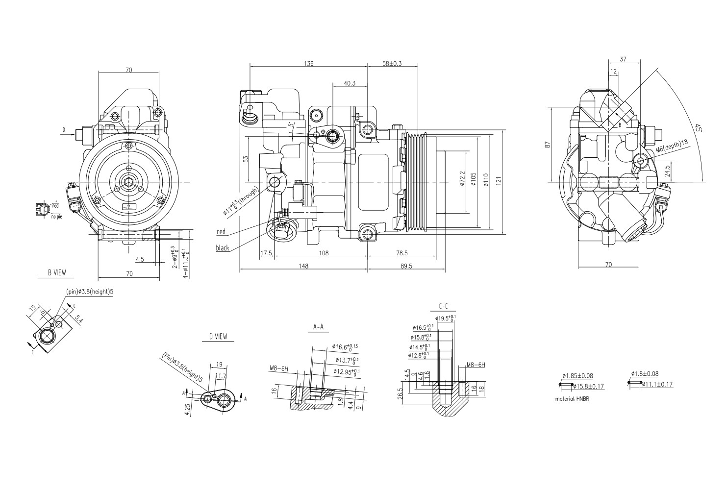 Ilustracja 8FK 366 200-971 HELLA sprężarka, klimatyzacja