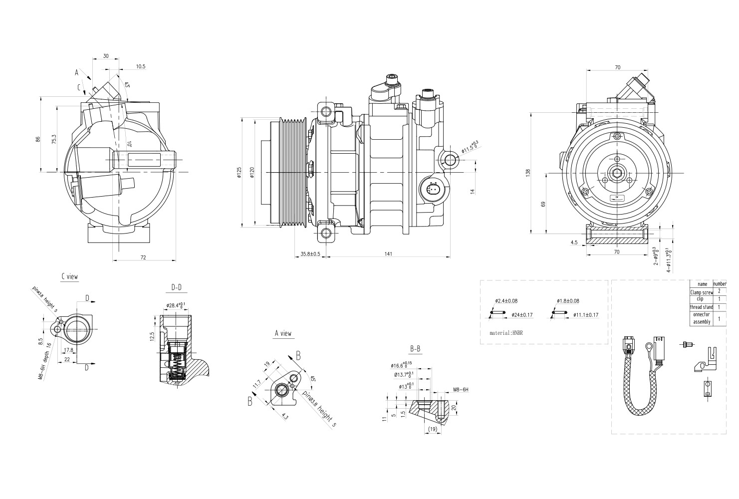 Ilustracja 8FK 366 201-081 HELLA sprężarka, klimatyzacja