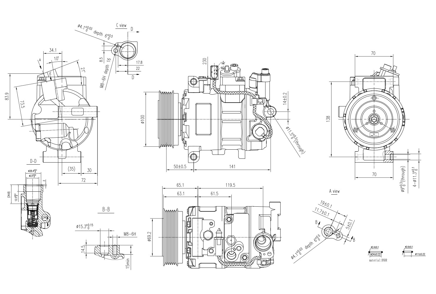 Ilustracja 8FK 366 201-821 HELLA sprężarka, klimatyzacja