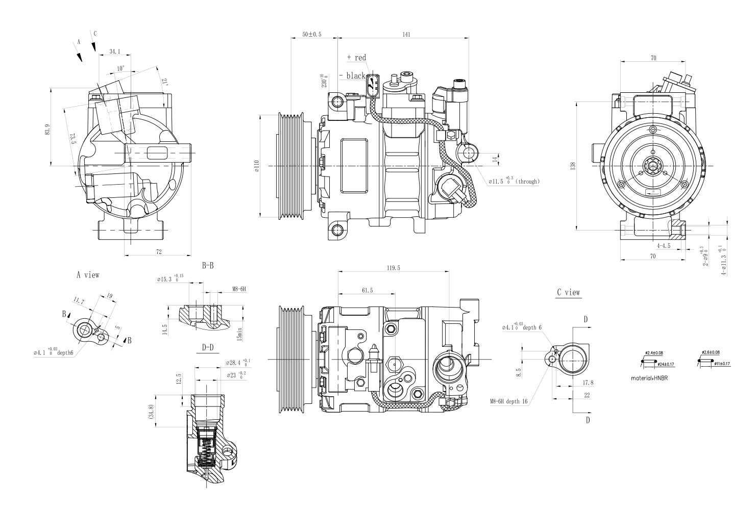 Ilustracja 8FK 366 201-831 HELLA sprężarka, klimatyzacja