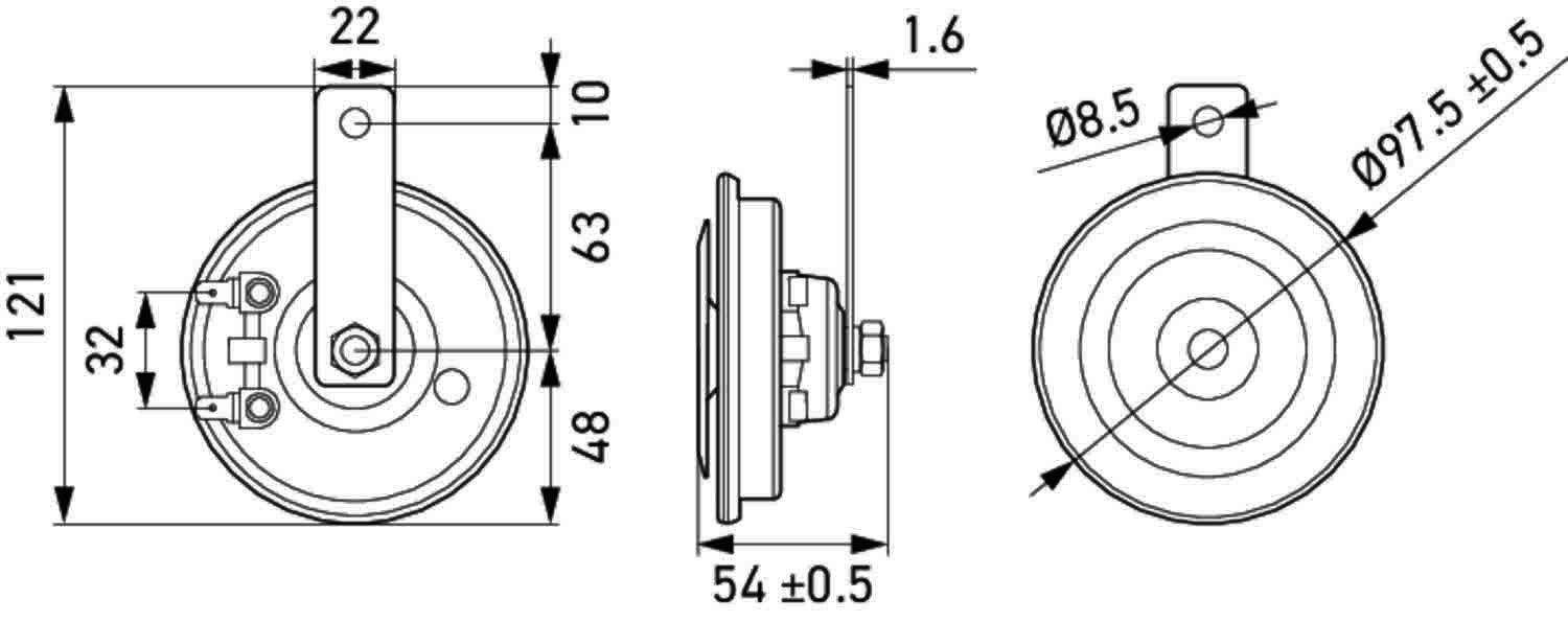 Ilustracja 3AL 012 588-291 HELLA klakson