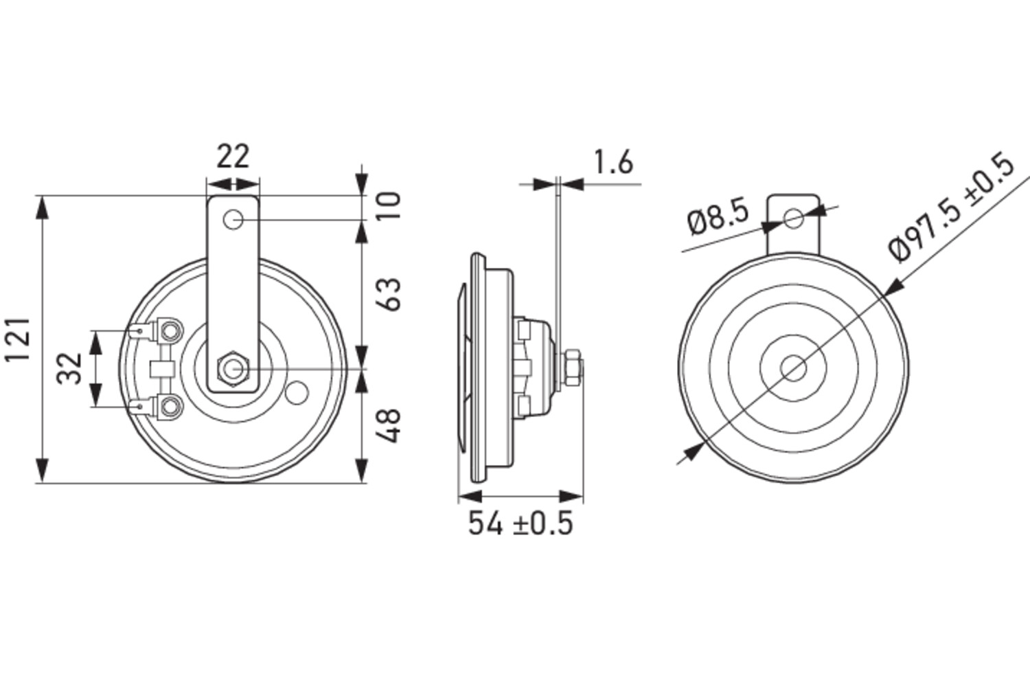 Ilustracja 3AM 012 588-341 HELLA klakson