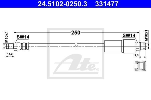 Ilustracja 24.5102-0250.3 ATE przewód hamulcowy elastyczny