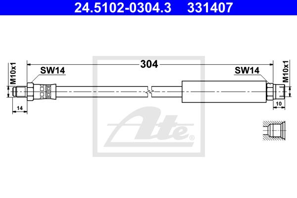 Ilustracja 24.5102-0304.3 ATE przewód hamulcowy elastyczny