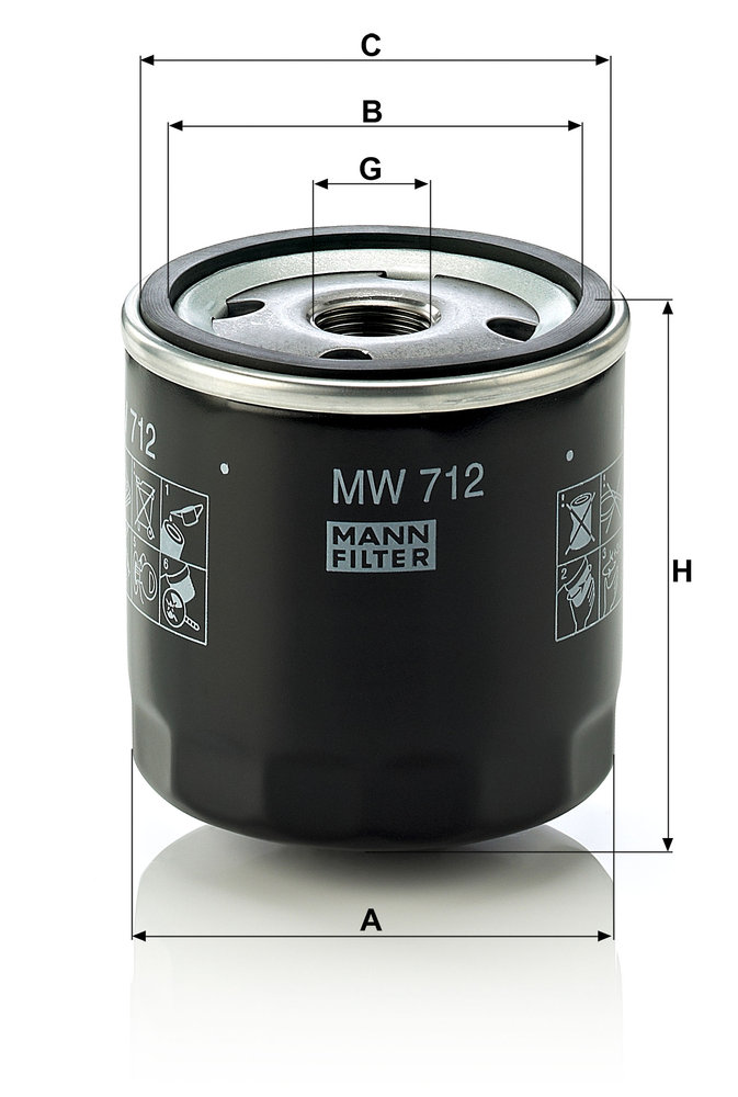 Ilustracja MW 712 MANN-FILTER filtr oleju