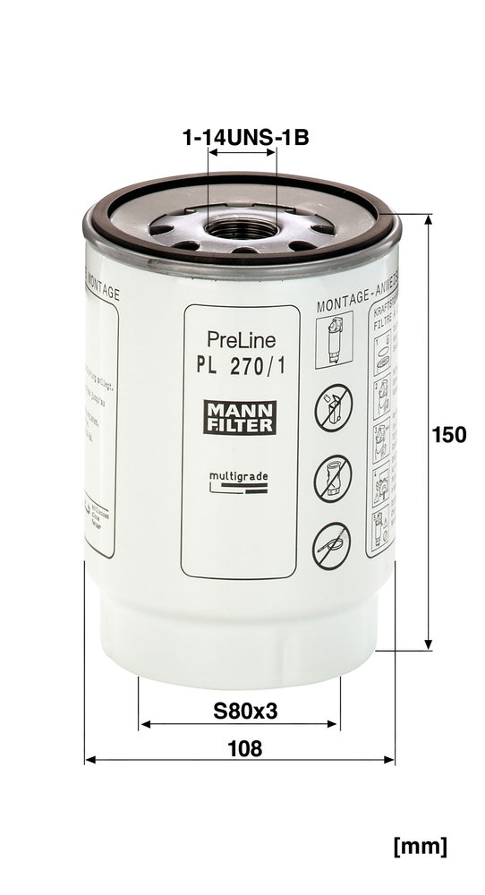 Ilustracja PL 270/1 x MANN-FILTER filtr paliwa