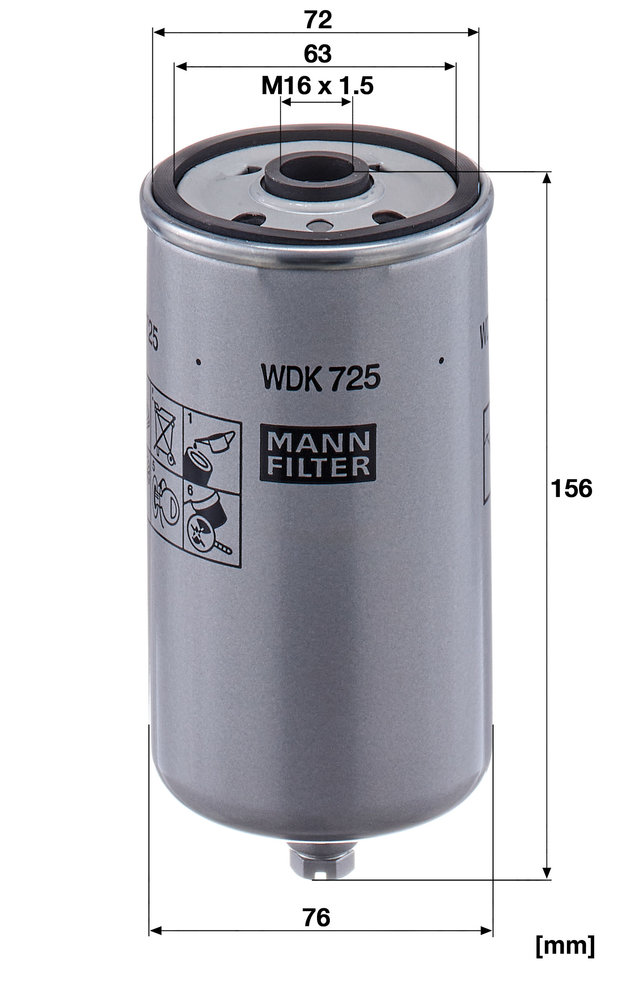 Ilustracja WDK 725 MANN-FILTER filtr paliwa