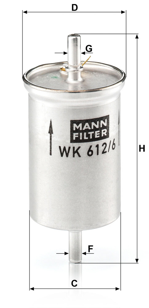 Ilustracja WK 612/6 MANN-FILTER filtr paliwa