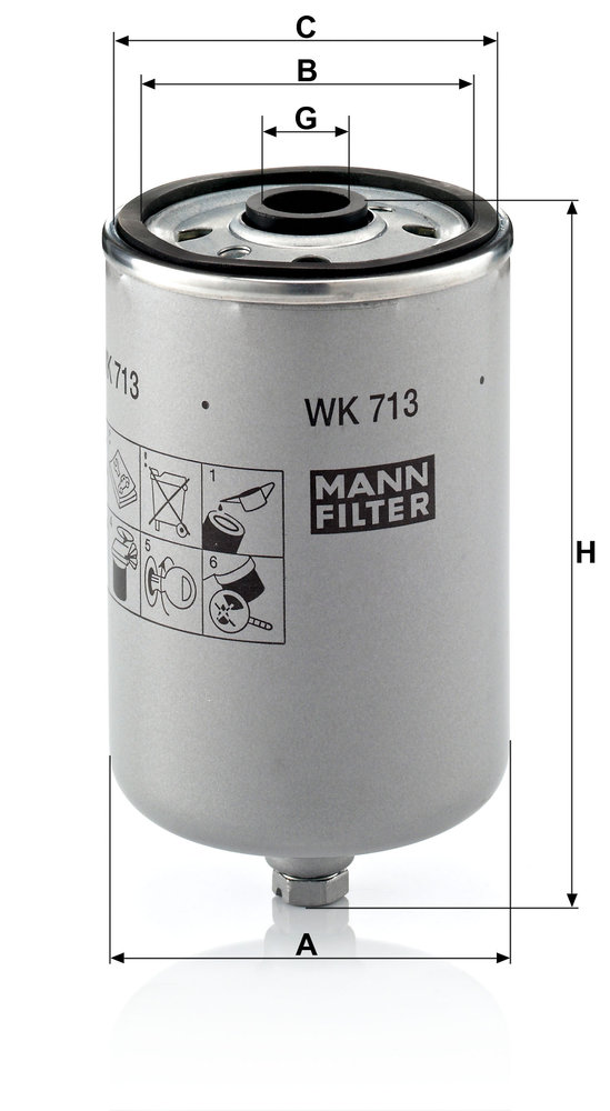 Ilustracja WK 713 MANN-FILTER filtr paliwa