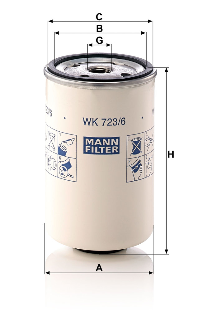 Ilustracja WK 723/6 MANN-FILTER filtr paliwa