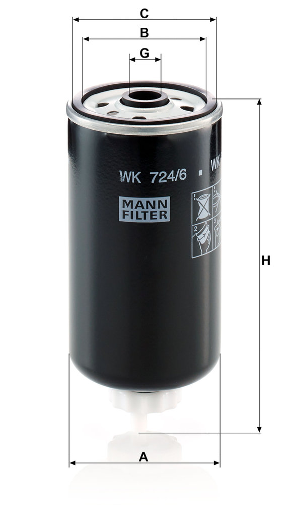 Ilustracja WK 724/6 MANN-FILTER filtr paliwa