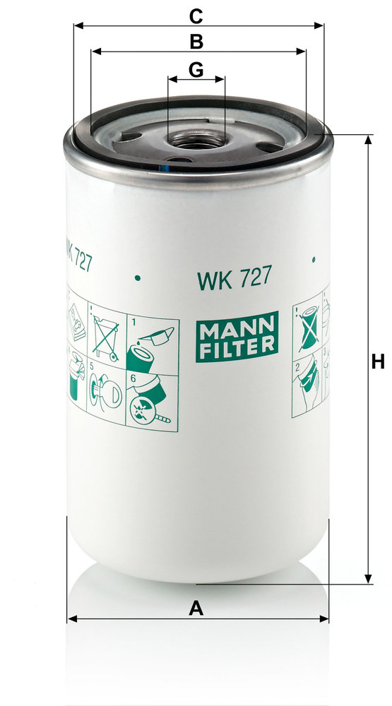 Ilustracja WK 727 MANN-FILTER filtr paliwa