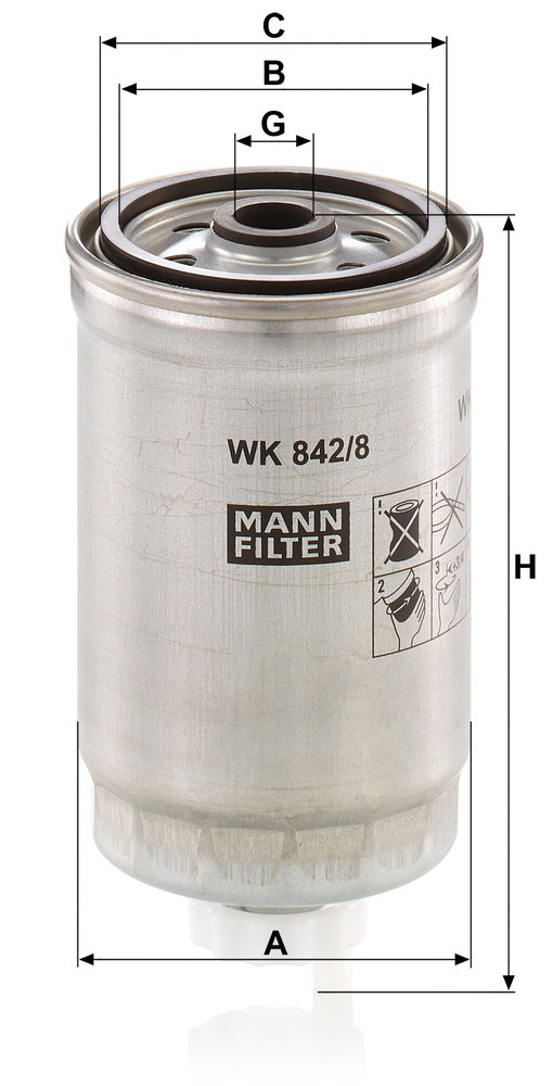 Ilustracja WK 842/8 MANN-FILTER filtr paliwa