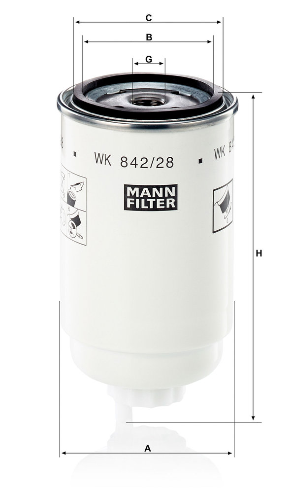 Ilustracja WK 842/28 MANN-FILTER filtr paliwa
