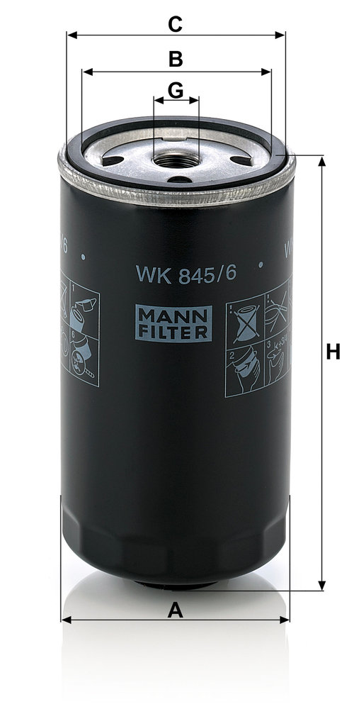Ilustracja WK 845/6 MANN-FILTER filtr paliwa