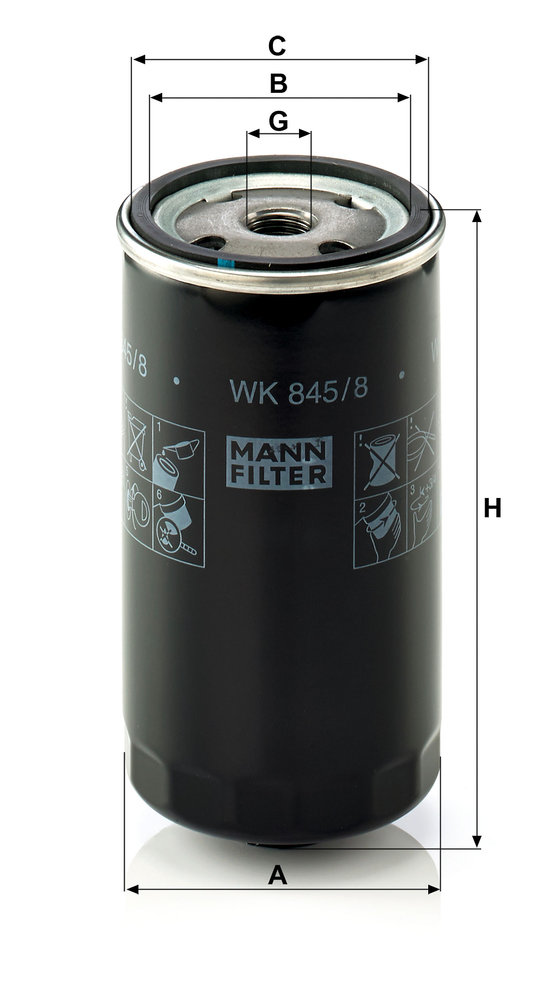 Ilustracja WK 845/8 MANN-FILTER filtr paliwa