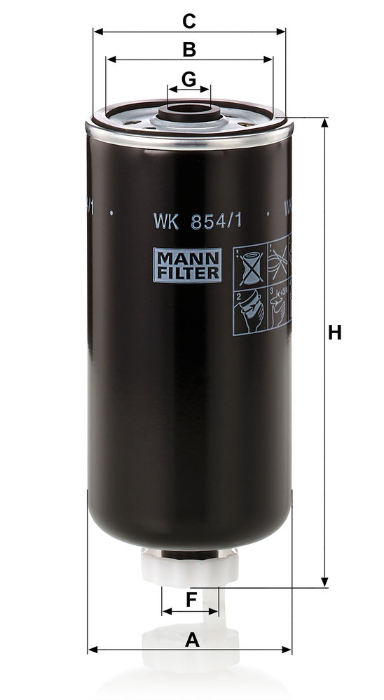 Ilustracja WK 854/1 MANN-FILTER filtr paliwa
