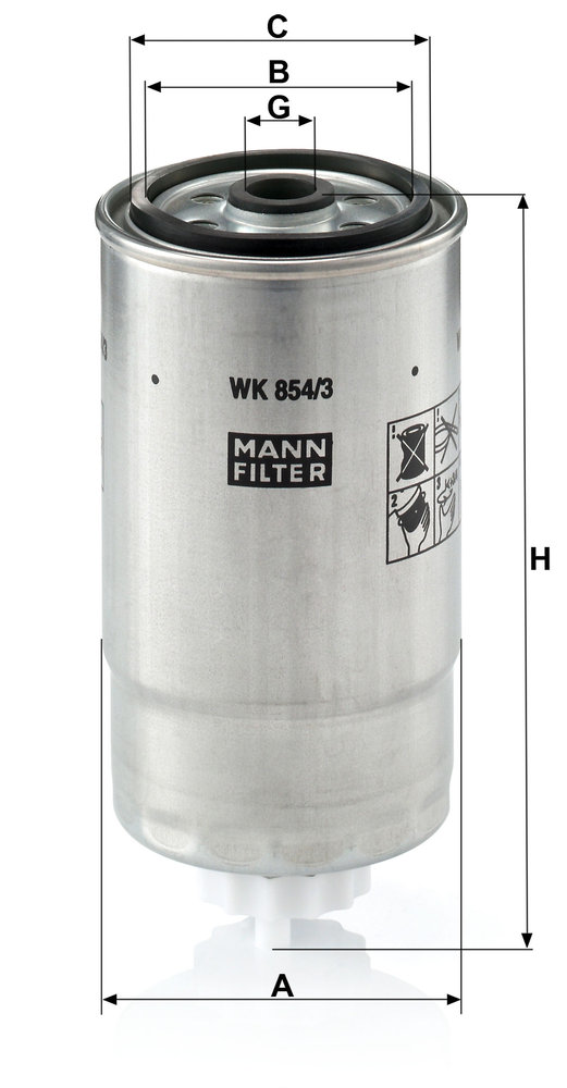Ilustracja WK 854/3 MANN-FILTER filtr paliwa