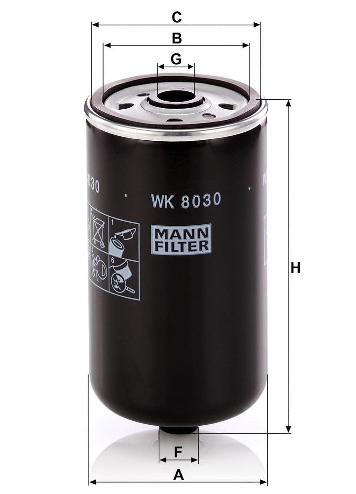 Ilustracja WK 8030 MANN-FILTER filtr paliwa