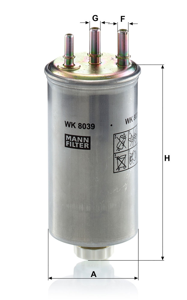 Ilustracja WK 8039 MANN-FILTER filtr paliwa
