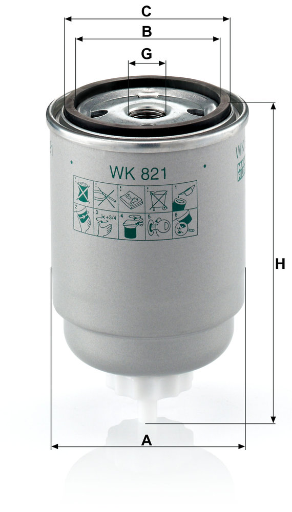 Ilustracja WK 821 MANN-FILTER filtr paliwa