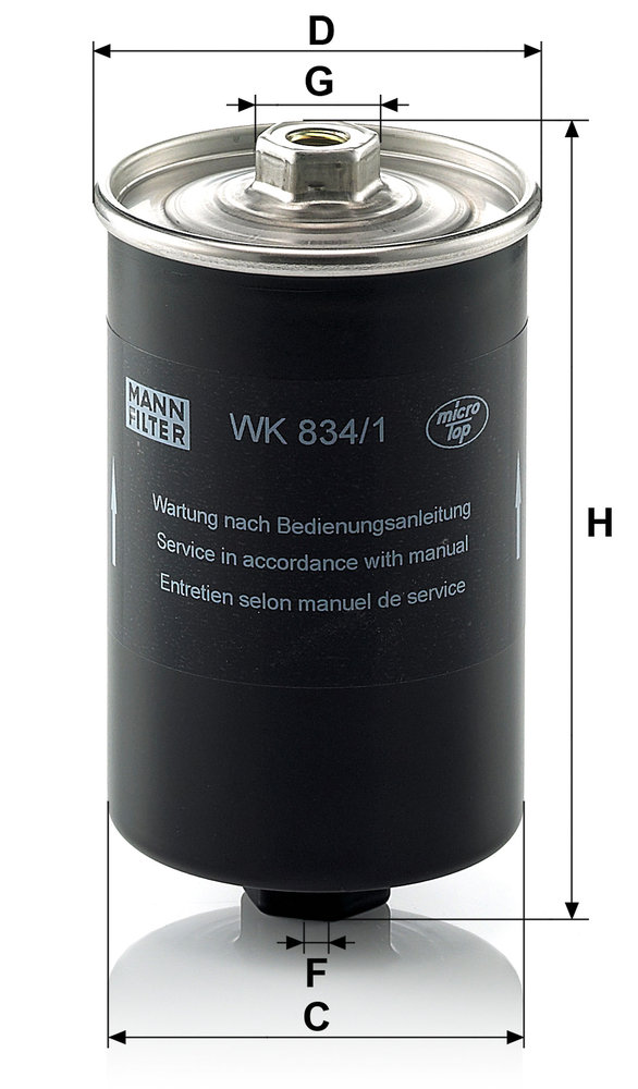 Ilustracja WK 834/1 MANN-FILTER filtr paliwa