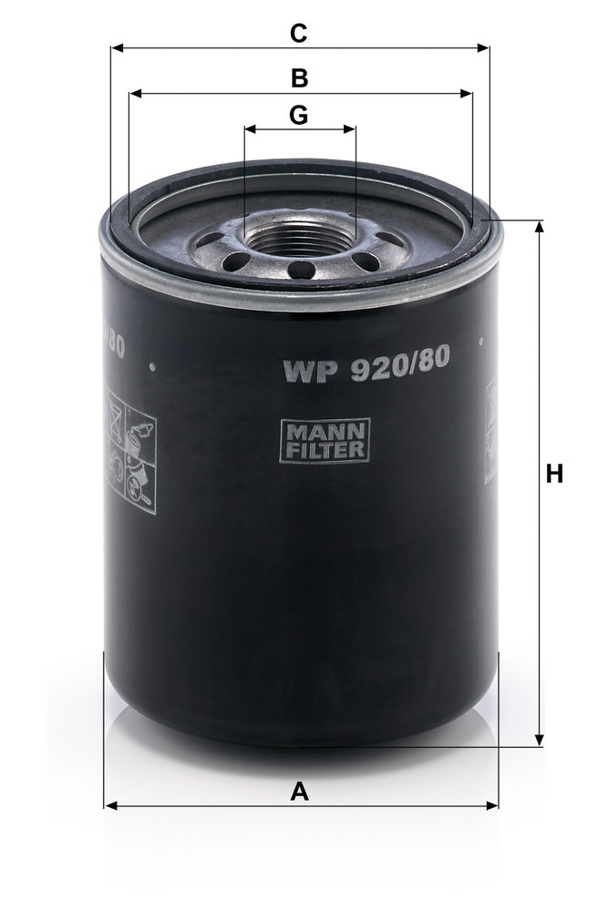 Ilustracja WP 920/80 MANN-FILTER filtr oleju