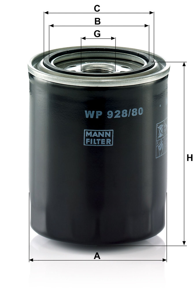 Ilustracja WP 928/80 MANN-FILTER filtr oleju