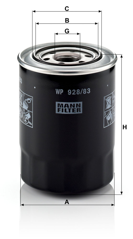 Ilustracja WP 928/83 MANN-FILTER filtr oleju