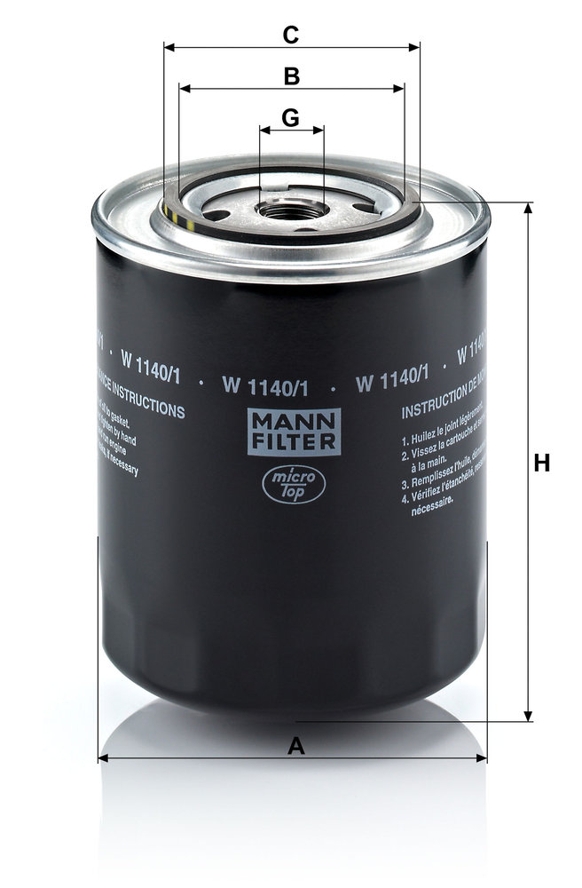 Ilustracja W 1140/1 MANN-FILTER filtr oleju