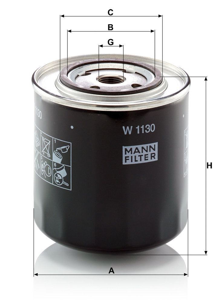 Ilustracja W 1130 MANN-FILTER filtr oleju