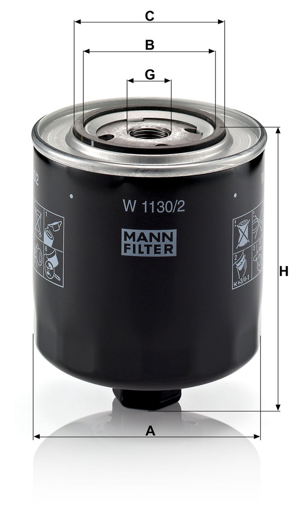 Ilustracja W 1130/2 MANN-FILTER filtr oleju