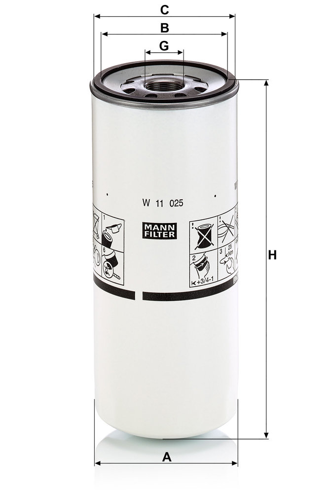 Ilustracja W 11 025 MANN-FILTER filtr oleju