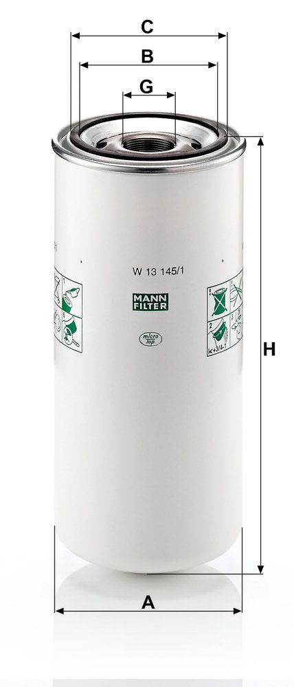 Ilustracja W 13 145/1 MANN-FILTER filtr oleju