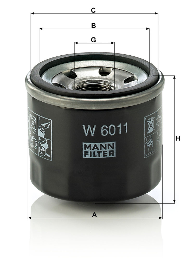 Ilustracja W 6011 MANN-FILTER filtr oleju